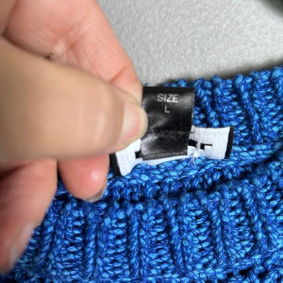 Diesel sweater women’s large electric blue chunky knit Italy‎ distressed Grunge - Picture 16 of 16